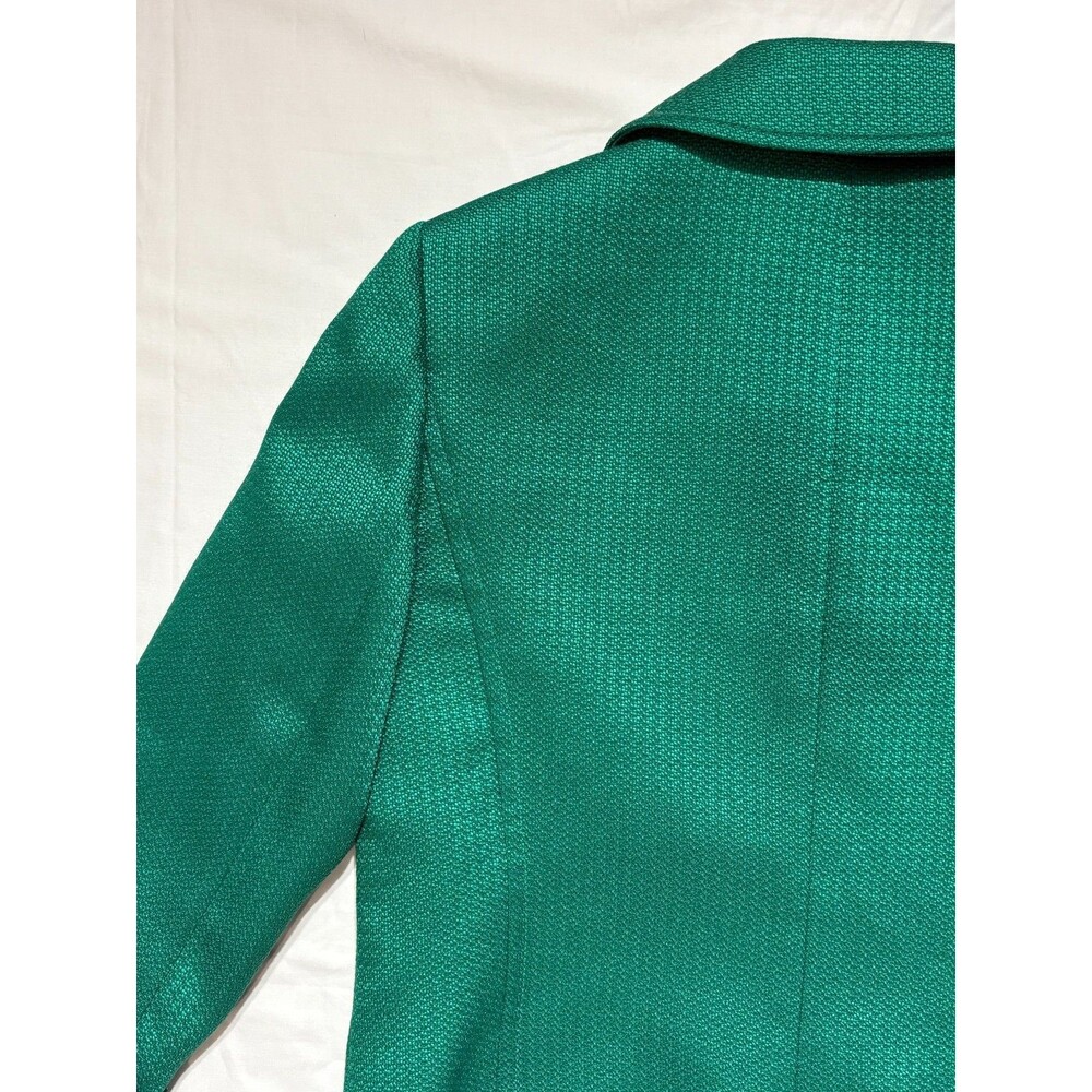 Tahari Green Textured Cropped Blazer Jacket Womens Sz 6 Retro 3 Button Cuffed - Picture 13 of 16